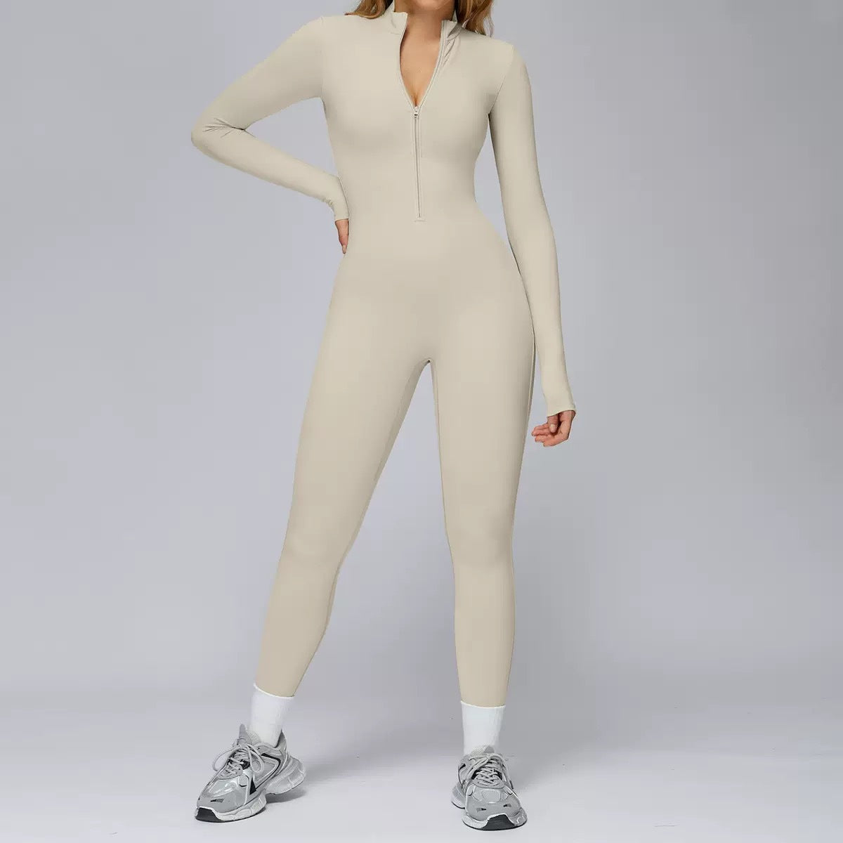 Fleece-lined Thermal Zip-up Fitness Bodycon Pants With A Cinched Waist