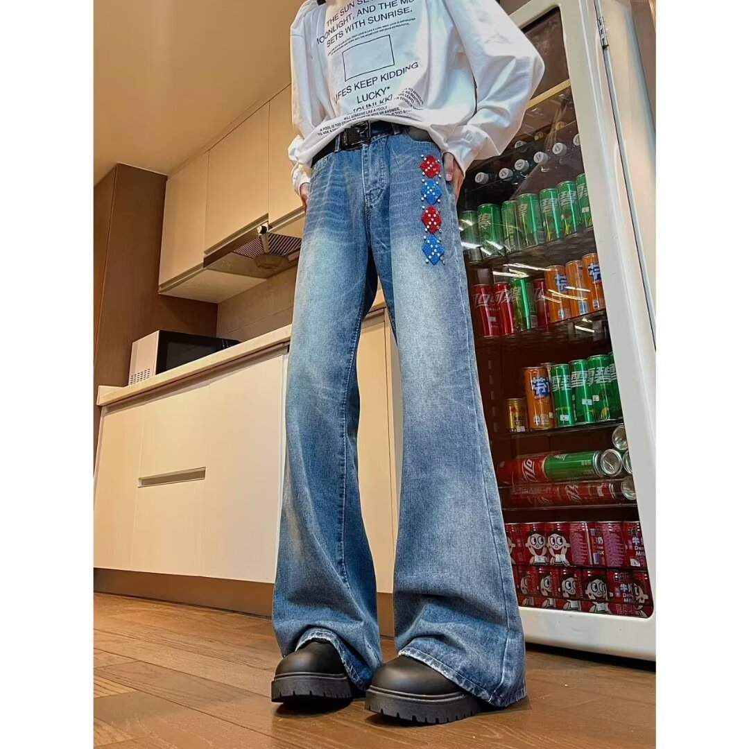 American-style Retro Washed Design Towel Embroidered Skinny Jeans For Women