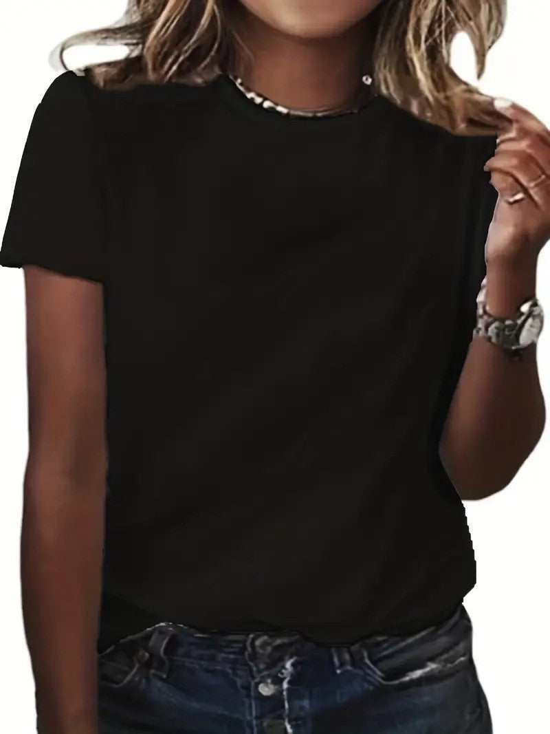 Fashion Casual Home Commuter's All-matching Crew Neck Short Sleeve T-shirt