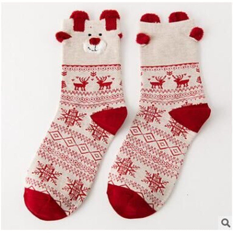 Christmas Theme Red Natal Year Socks