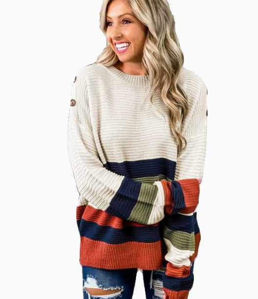 Indvendig Halvkrave Kontrasterende Sweater Til Kvinder Med Strikkede Toppe Til Efterår Og Vinter