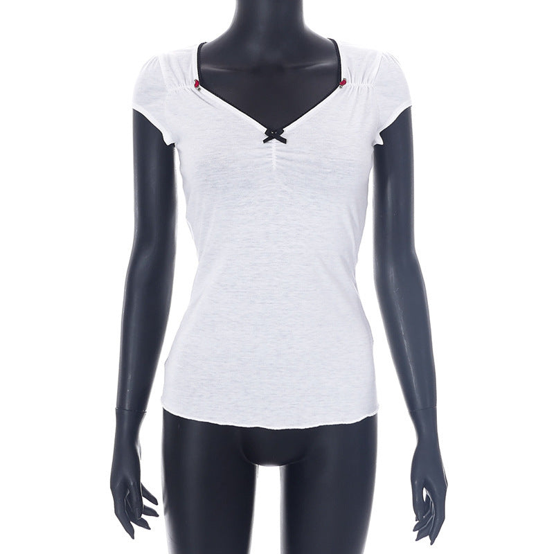 Ensfarvet ærmeløs slim casual T-shirt