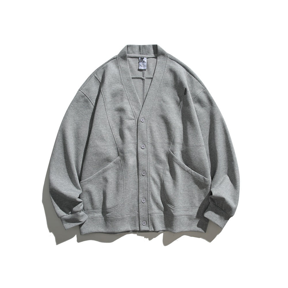 Autumn New Four-color V-neck Cardigan Casual Jacket For Men