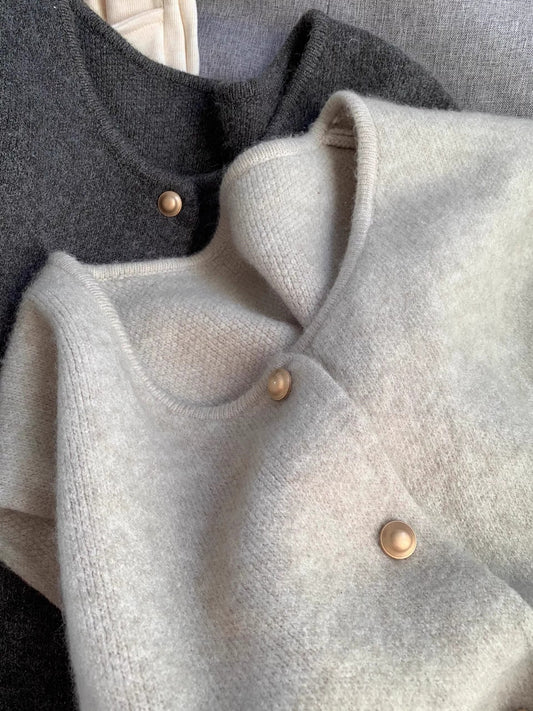 Small Golden Button Knitted Vest Women's Spring And Autumn Outer Wear Loose