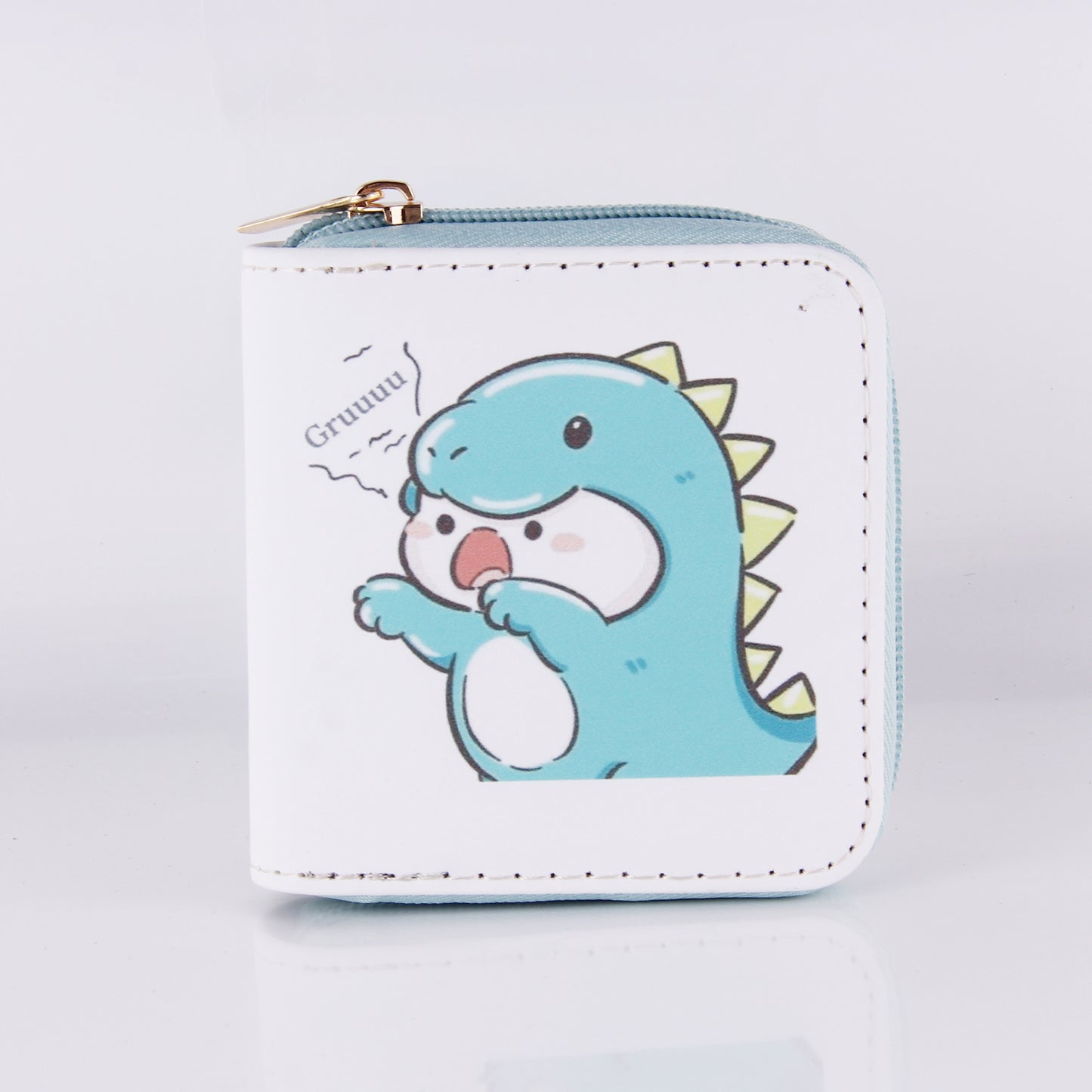 Cartoon Little Dinosaur PU Short Zip Small Purse