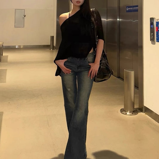 Korean Style Sense Of Design Irregular Sunscreen Shawl Knitted Top