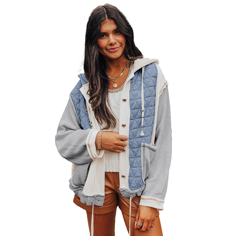 Texture Stitching Long-sleeved Coat For Women