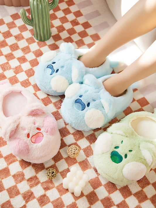 Plush Warm Cute Doodle Cat Fur Slippers