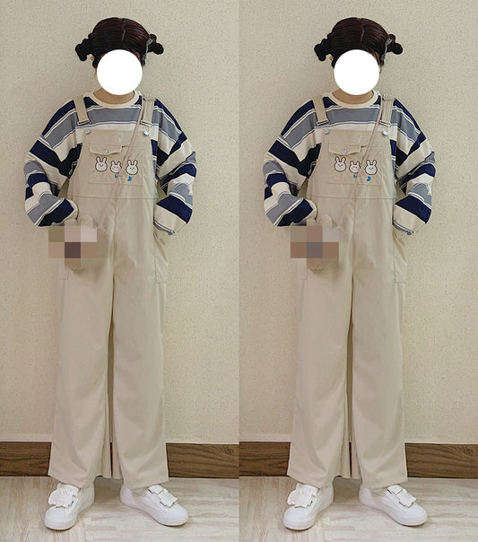 Corduroy Overalls Cute Foreign Style Agereducing Korean Version Loose Wide-legged Small Man