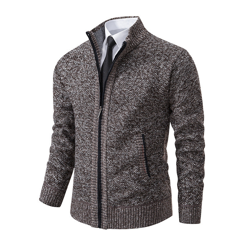 Autumn And Winter Warm Men's Casual Cardigan Stand-up Collar Sweater Coat Fashion