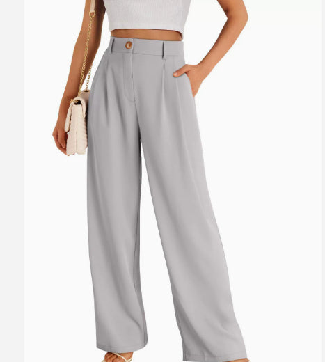 Casual Wide Leg Business Pants Women's High Waist Formal Trousers