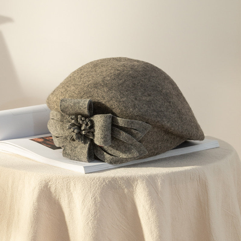 Ladies Elegant Floral Warm Wool Felt Hat
