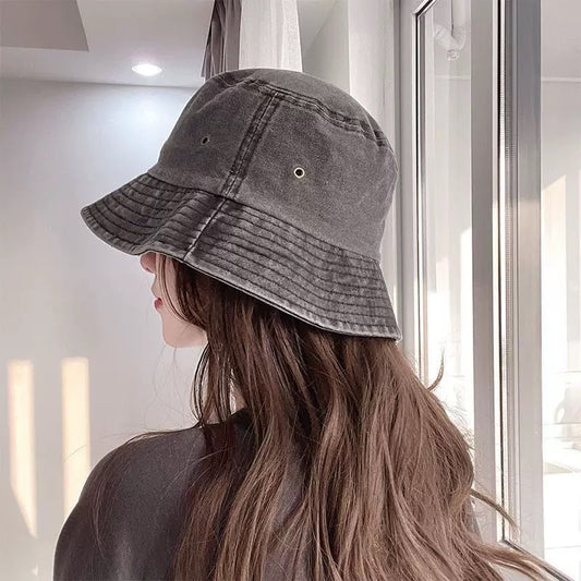 Women's Washed Denim Sun-Protective Bucket Hat
