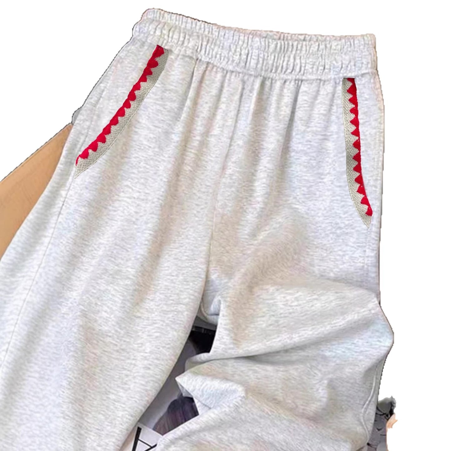 Versatile High-waisted Casual Wide-leg Sweatpants With Contrasting Trim