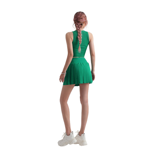 Lycra Pleated Yoga Skirt Anti-slip Badminton