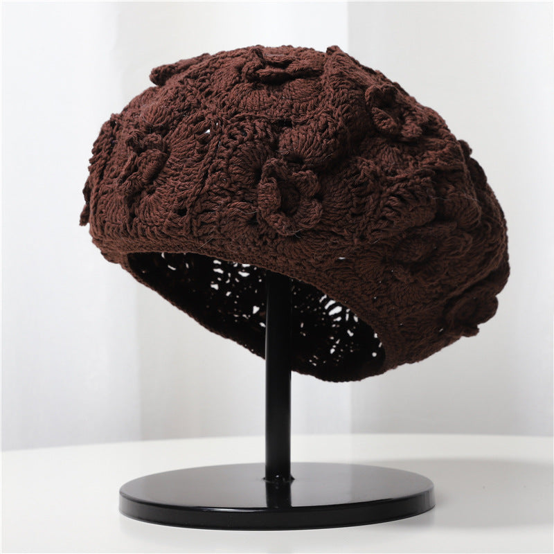 Hollow Breathable Sun-proof Sweet Toe Cap Wool Beret