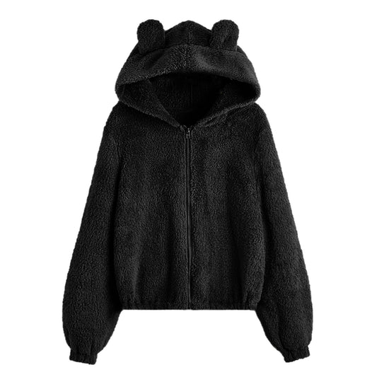 Dame Strikket Sweater med Løs Pasform og Hætte