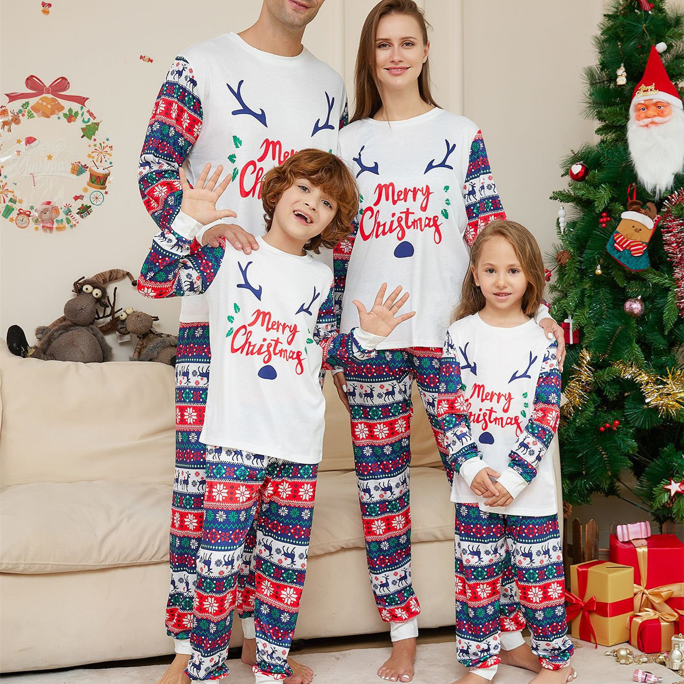 Home Wear Antlers Printed Pajamas Suit