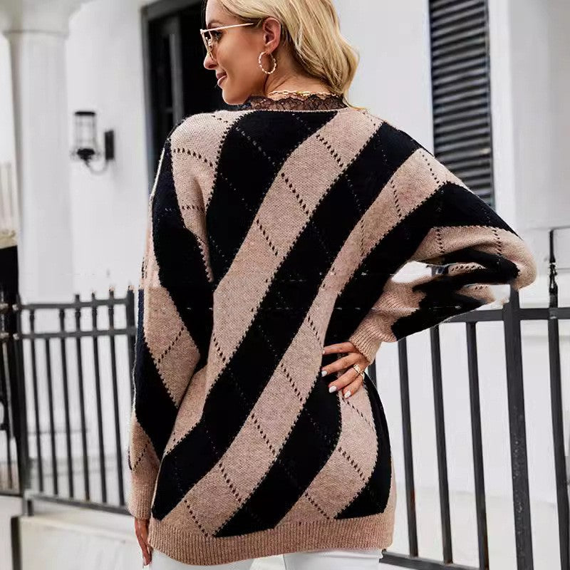 V-neck Casual Sweater Pullover Sweater