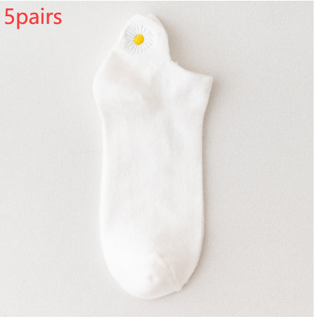 Solid Color Embroidery Simple All-match Korean Fashion Short Tube Cotton Socks