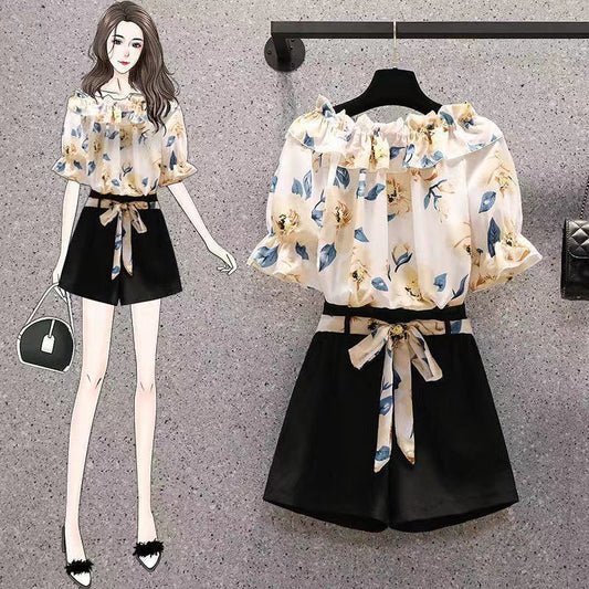 Large Size Slimming Women's Shorts Suit
