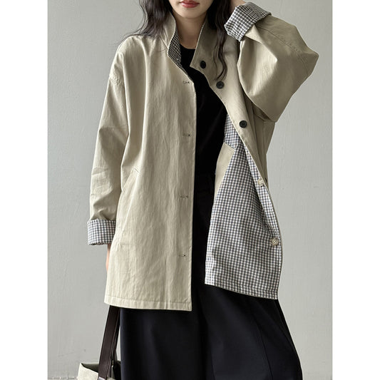 Women's Stand Collar Windbreaker With Both Sides