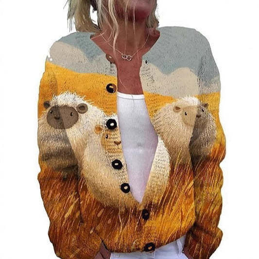 Womens Casual Printed Cardigan Jacket Top