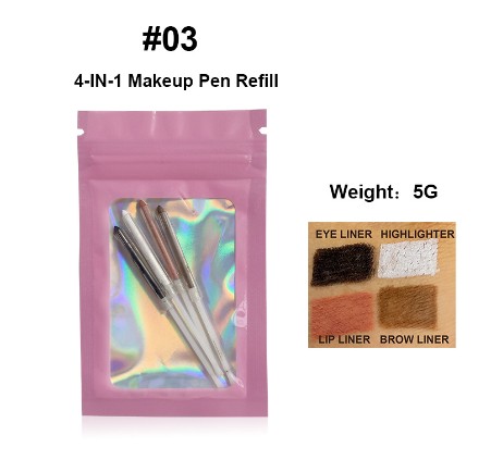 Multifunctional Cosmetic Brush Four-color 4-color Lip Liner Highlight Eyeliner Eyebrow Pencil