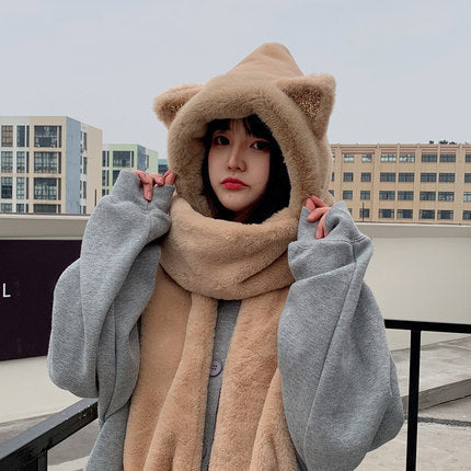Hooded Scarf All-match Cute And Warm Cycling