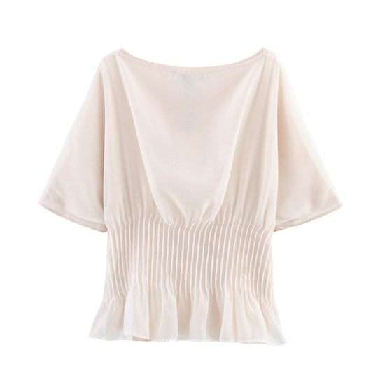 Women's Knitted Transparent Organza Patchwork Top