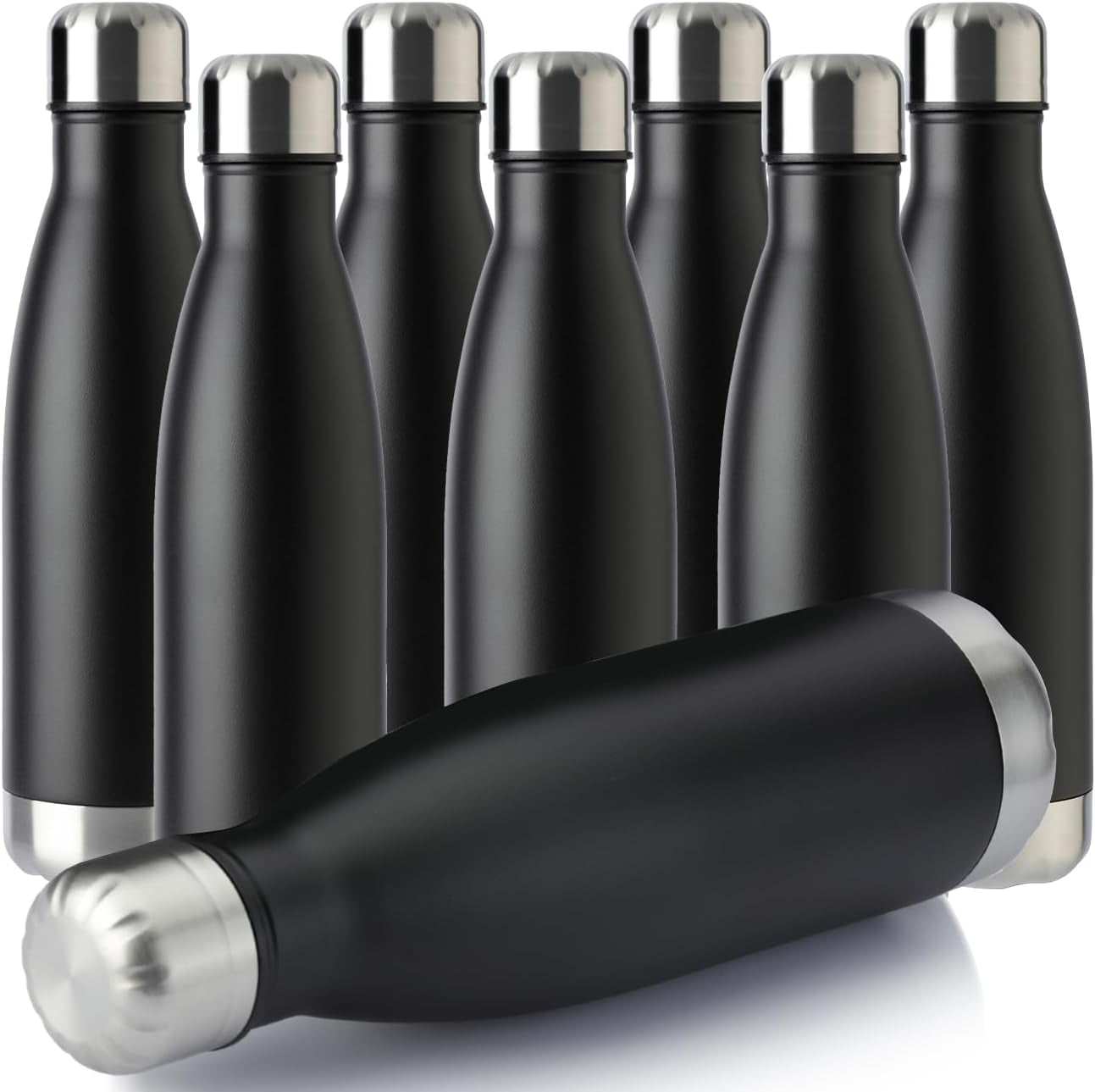 17Oz Sport Water Bottle 12 Pack Vacuum Insulated Stainless Steel Leak-Proof Double Wall Cola Shape Water Bottle,Keep Drinks Hot & Cold (Cold Gray,12 Pack)