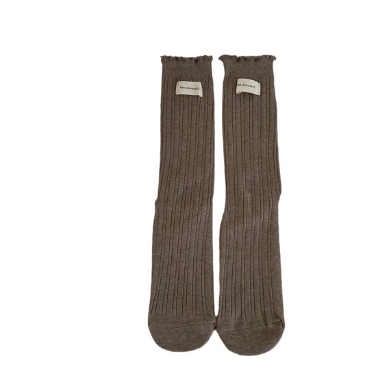 New Autumn And Winter Sweet Ruffled Socks For Girls Solidcolor Mid-calf Length