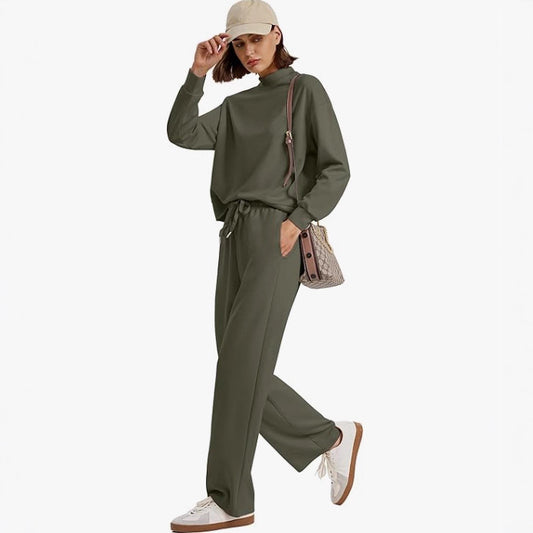 Women's Long-sleeved Sweater And Wide-leg Pants Two-piece Suit