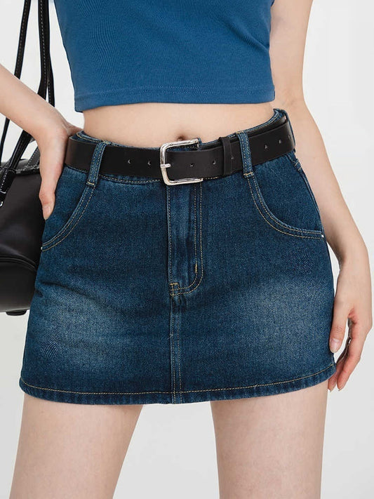 Retro A- Line Denim Short Skirt
