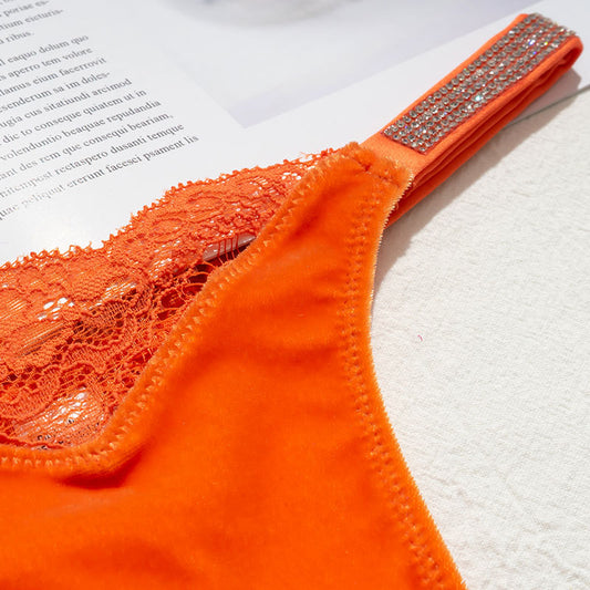 T-back Velvet Stitching Lace Sexy Fashion Comfortable Breathable Women's Underwear
