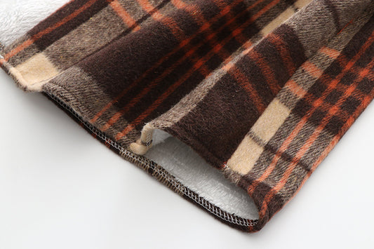 Women's Casual Small Plaid Woolen Fleece Shirt