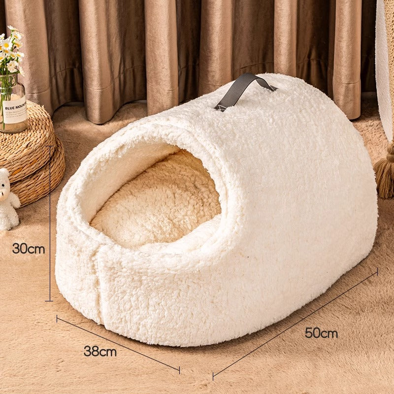 Winter Warm Closed Sense Of Security Removable And Washable Large Lambswool Slippers Cat Nest