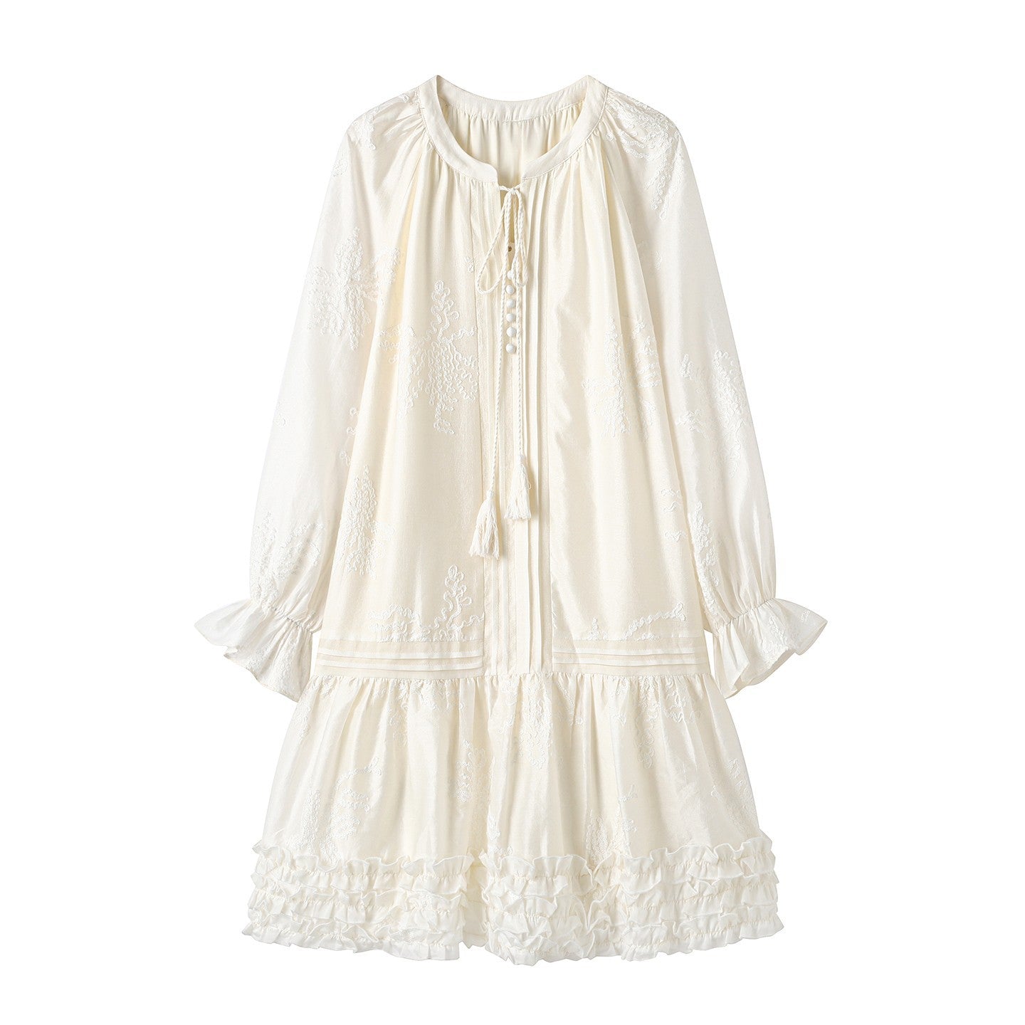 Bohemian White Embroidered Sleeve Loose Dress