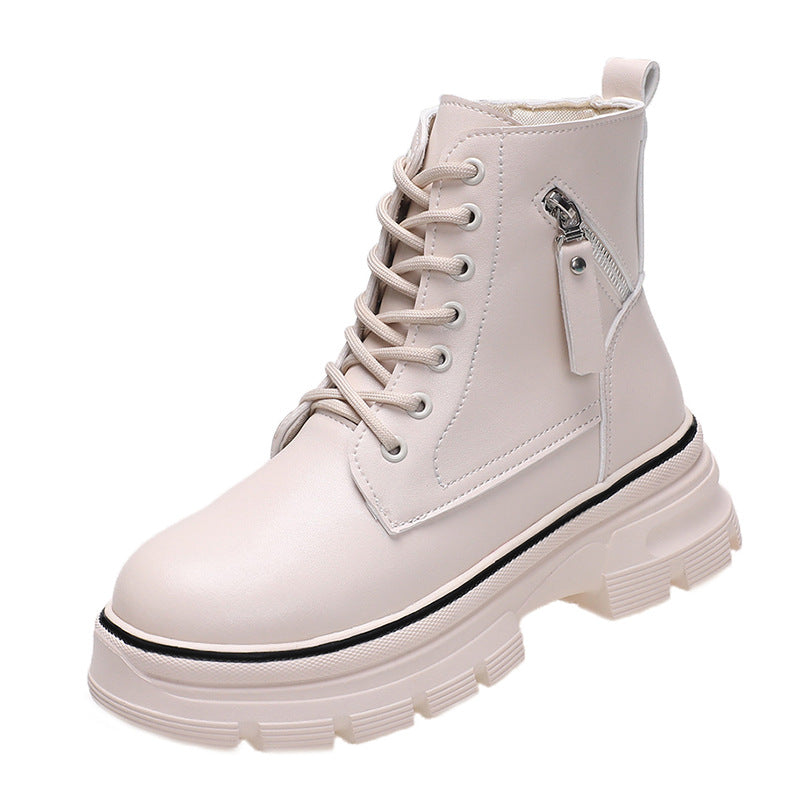 Women's Leather Platform Casual Martin Boots