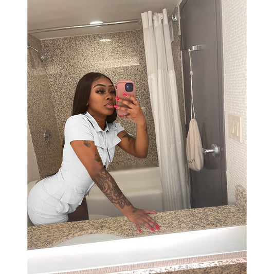 Women's Fashion Zipper Pocket Solid Color Work Jumpsuit
