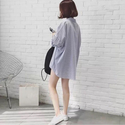 Womens Relaxed-fit Versatile Striped Blouse