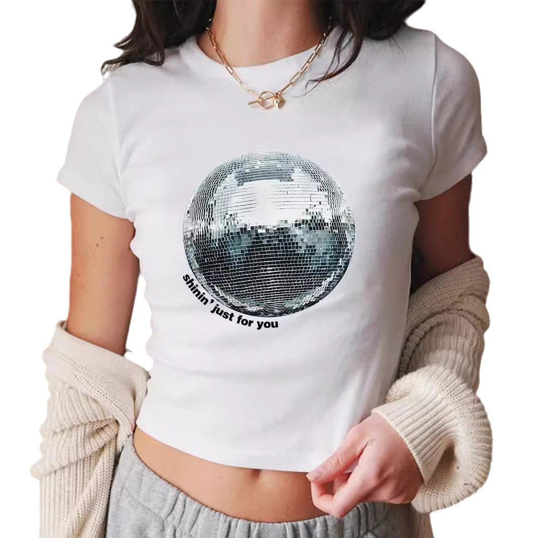 Short-sleeve Spicy Girls Ultra-short Sheer T-shirt Y2K Top