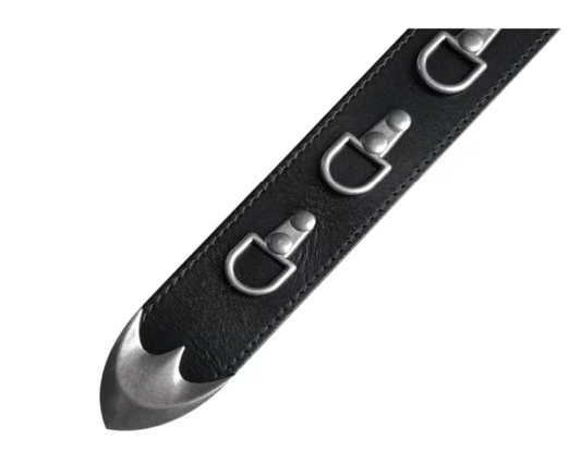 Adjustable Saddle-buckle Leather Belt With Hook-and-loop Fastener