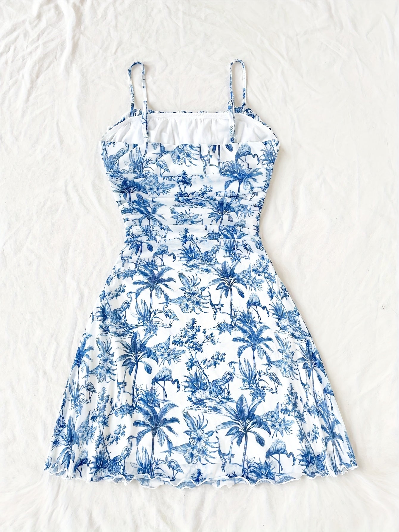 Plant And Floral Printed Vacation Halter Dress For Women