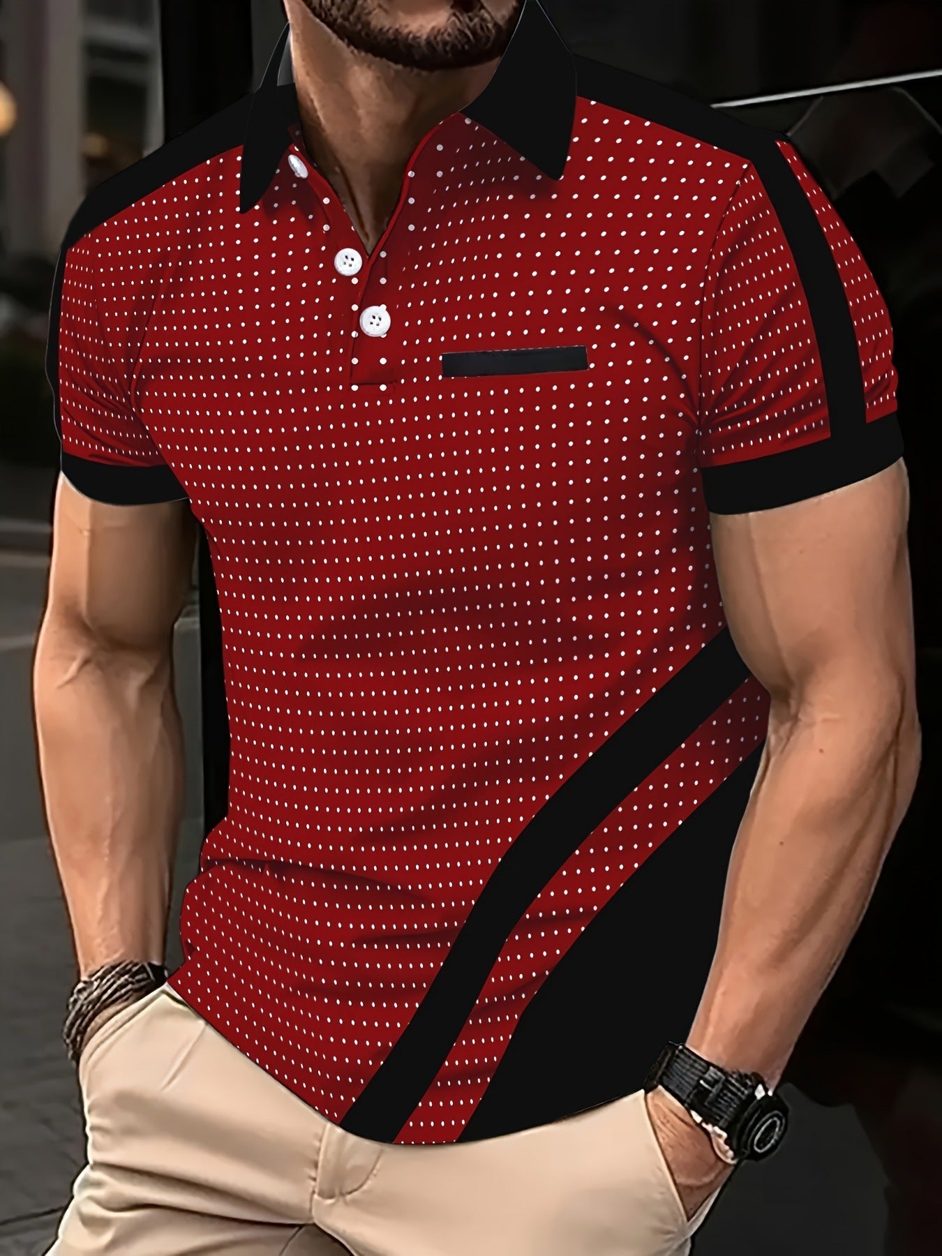 Trendy Short-sleeve Polo Shirt With A Turn-down Collar And Buttons