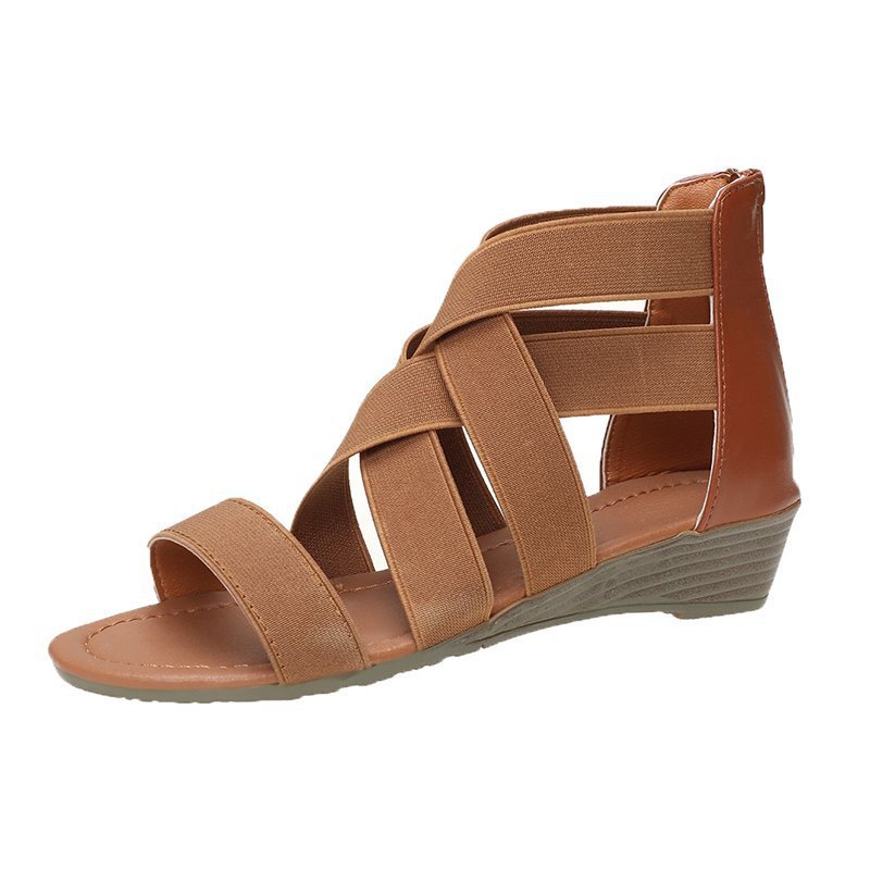 Summer New Large Size Women's Solid Color Low Heel Sandals