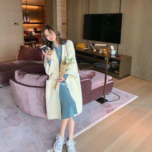 Loose Retro Women's Autumn And Winter Mink Sweater Coat