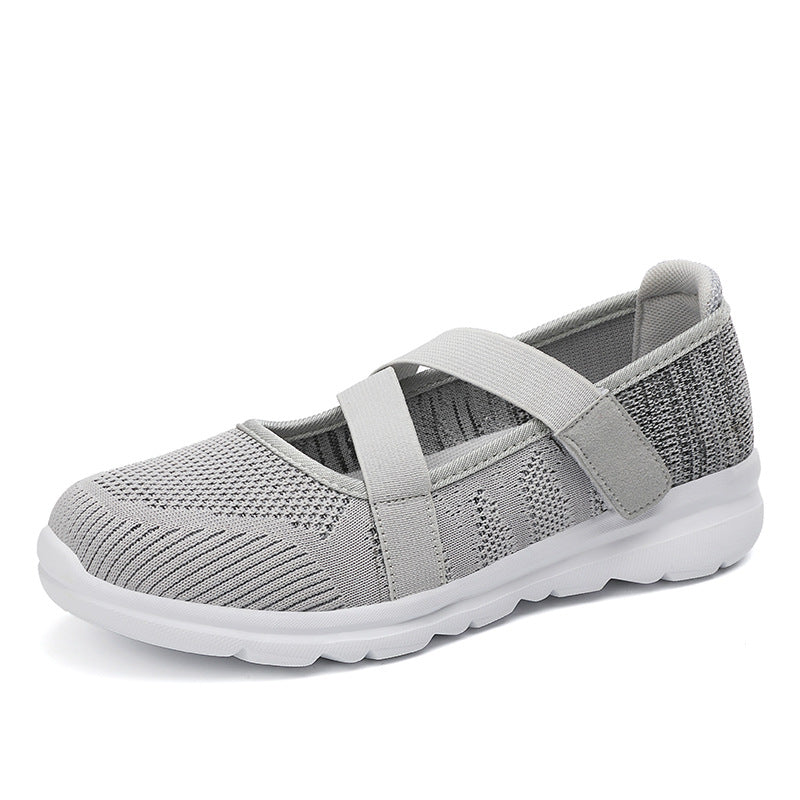 Fly Woven Mesh Breathable Soft Bottom Non-slip Flat Women's Shoes