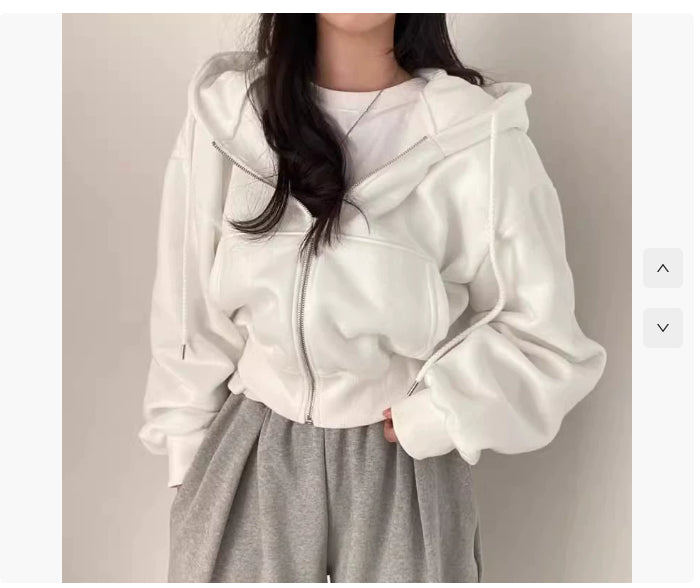 Velvet Padded All-matching Short Slim-fit Zipper Warm Navy Blue Hooded Sweater