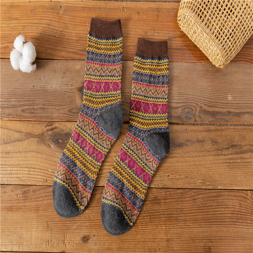 Autumn and Winter Retro National Style Wool Warm Socks